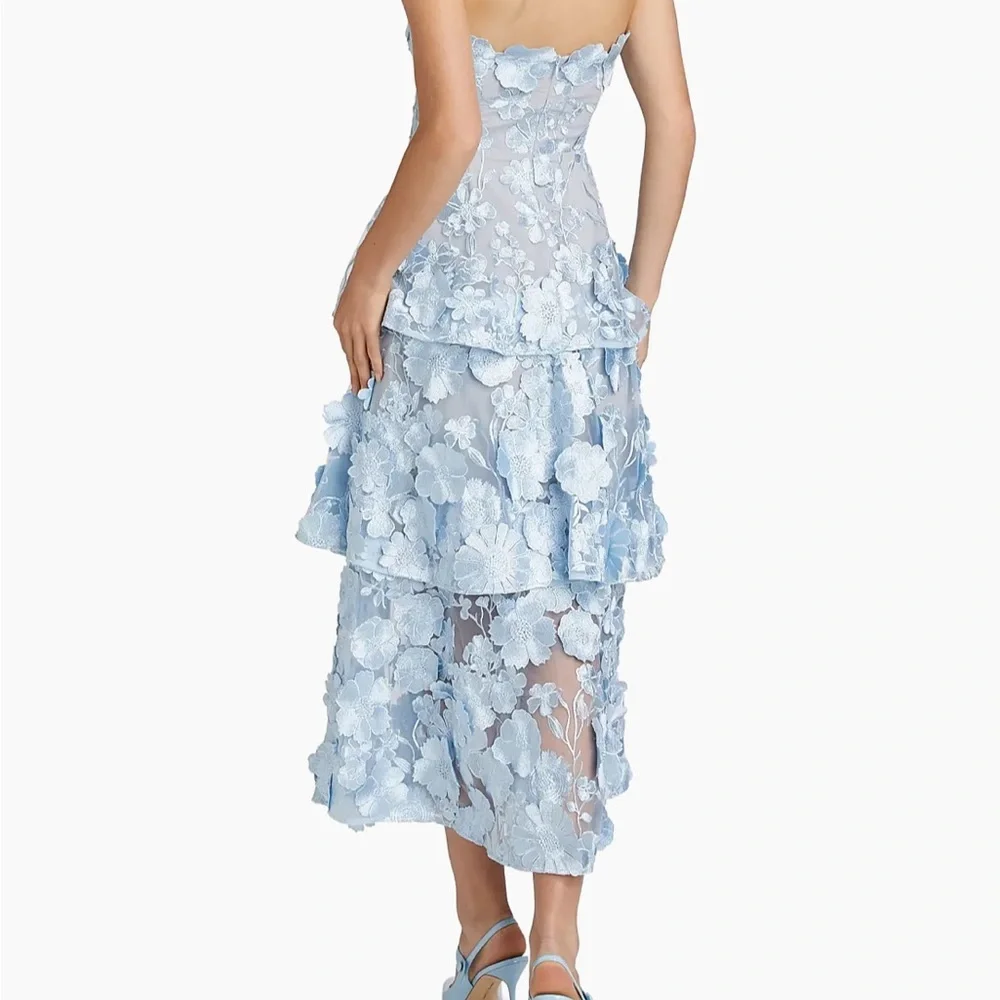 Elliatt Strapless Dress with Blue Floral Appliqué - Picture 2 of 5
